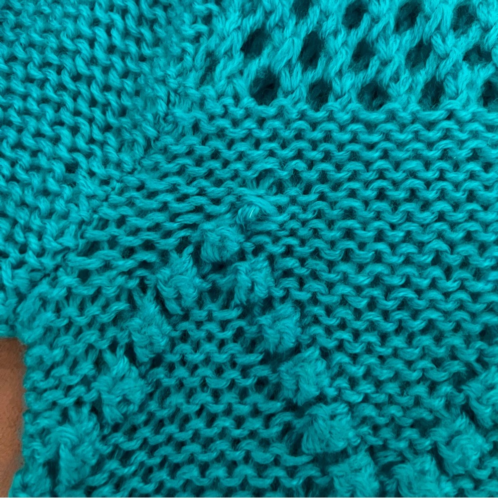VTG Danik of California Sweater SZ L Aqua Retro Boho Cabincore Cozy Hipster - Picture 6 of 9